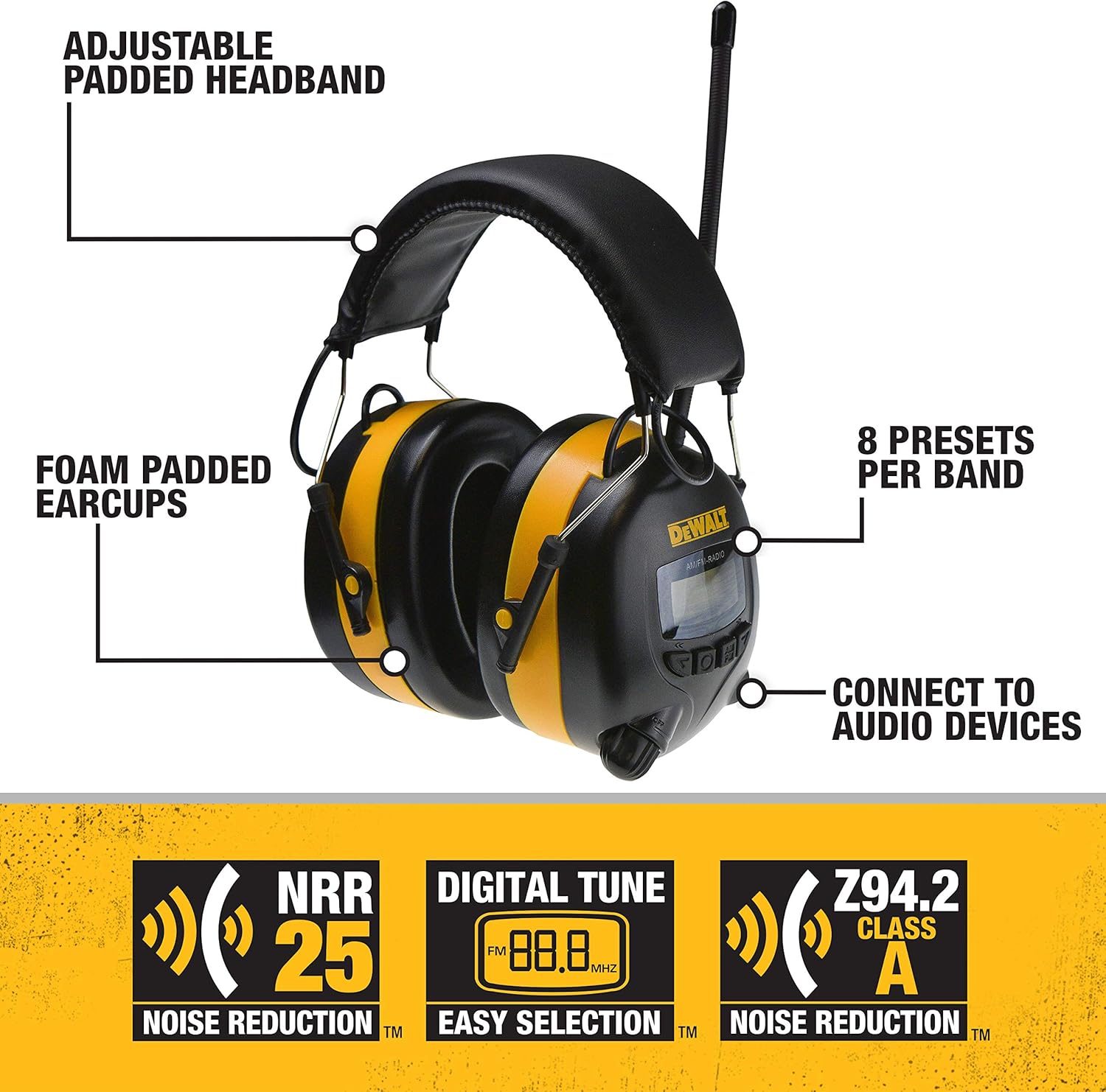 dewalt dpg15 am fm digital headphones